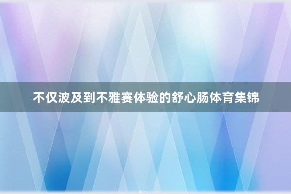 不仅波及到不雅赛体验的舒心肠体育集锦