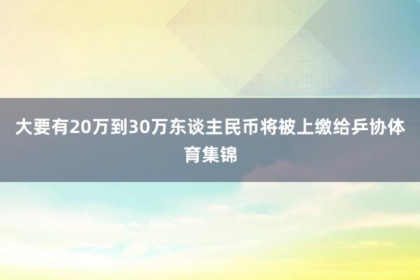 大要有20万到30万东谈主民币将被上缴给乒协体育集锦