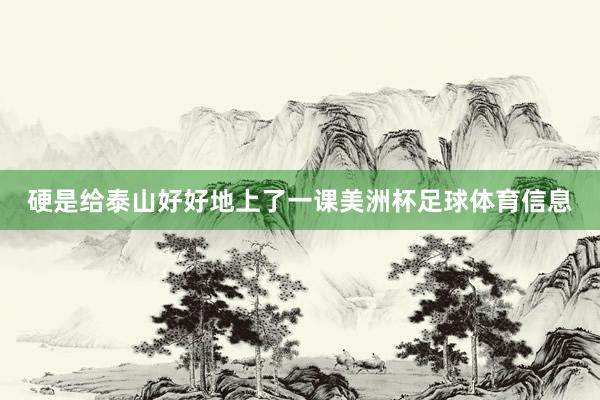 硬是给泰山好好地上了一课美洲杯足球体育信息